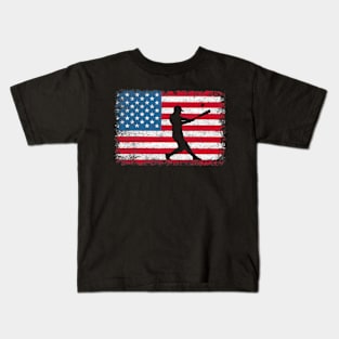 American Flag Baseball Team Kids T-Shirt